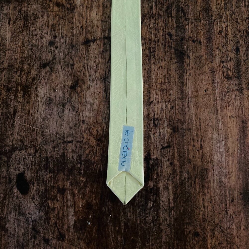 💥2 for 1💥Vintage Le Chateau Skinny Yellow Leather Necktie - late 70s & 80s - Picture 4 of 10